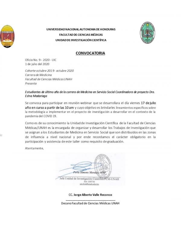 CONVOCATORIA 01 07 2020